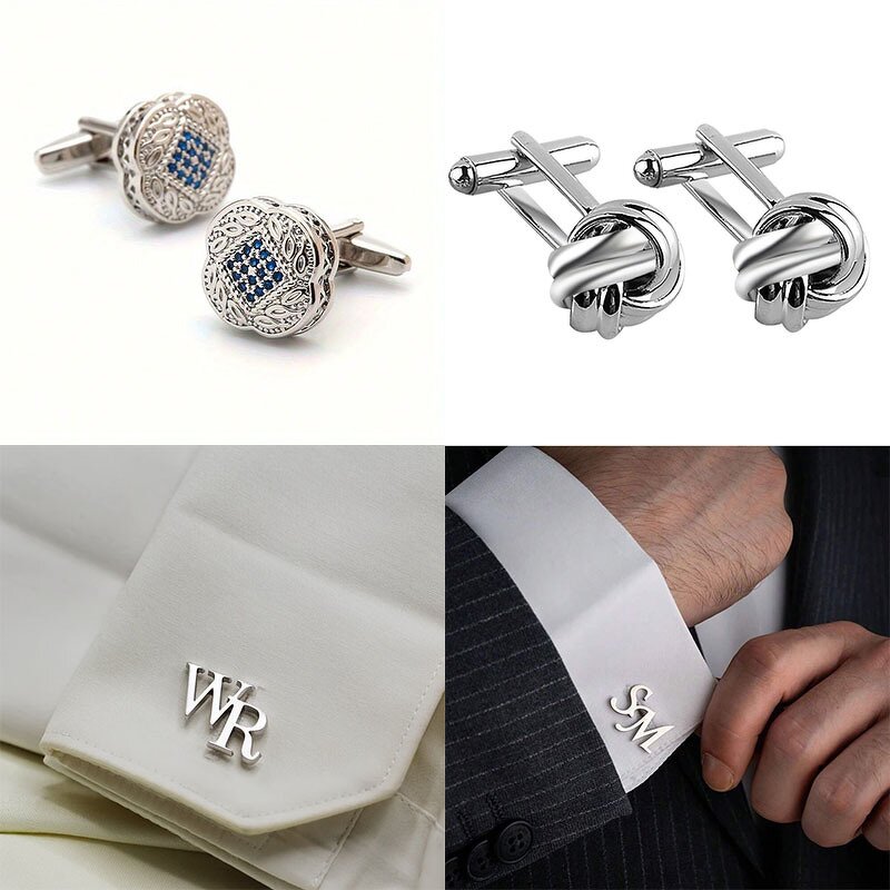 Cufflinks Set Manufacturer - New Style French Simple Hollow Braid Round Square Baked Paint