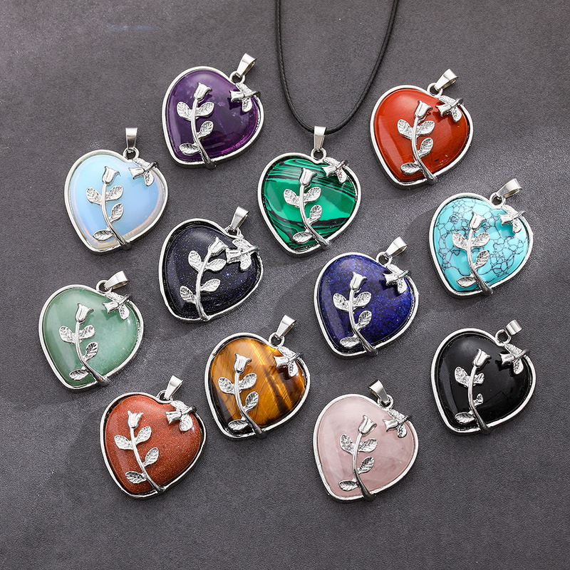 Natural Stone Pendant Manufacturer - European American Retro Crystal Amethyst Rose Quartz Hexagonal Column