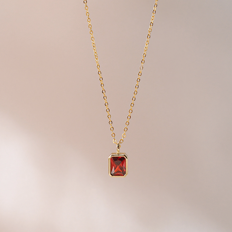 Birthstone Necklace Factory - 18K Real Gold Copper Electroplated December Water Drop Pendant Trendy