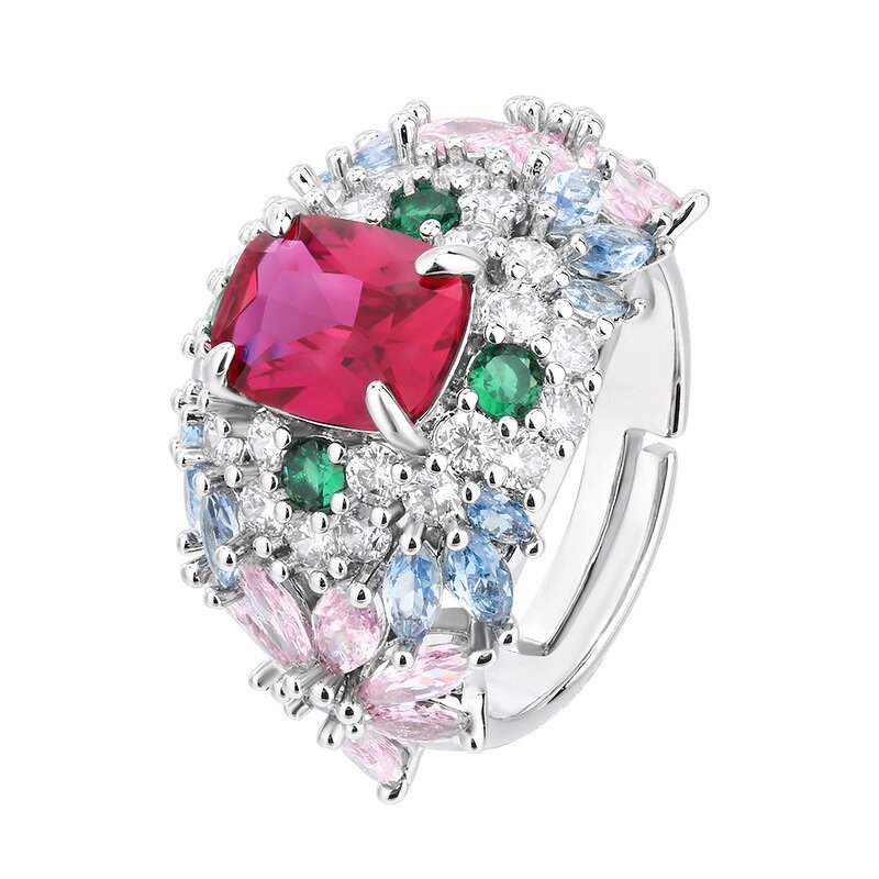 Ring Accessories Manufacturer - Colorful Gemstone Models High-End Versatile Light Luxury Women's
