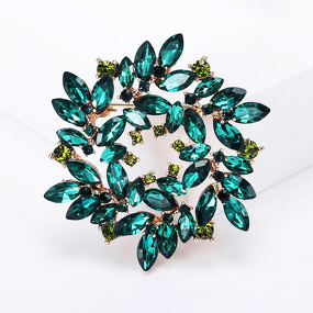 Crystal Wreath Brooch Factory - European American Retro New Elegant Alloy Versatile Boutonniere