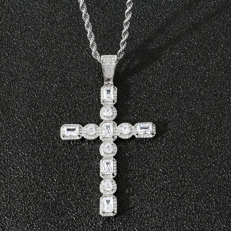 Zircon Cross Pendant Manufacturer - Hip-hop Square Round Large 18K Gold Plated Unisex Trendy