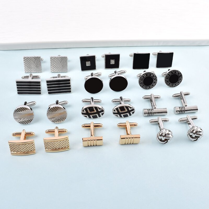Men's Cufflinks Manufacturer - Cross-border High-quality Luxury Fashion Gold Silver Gray Square