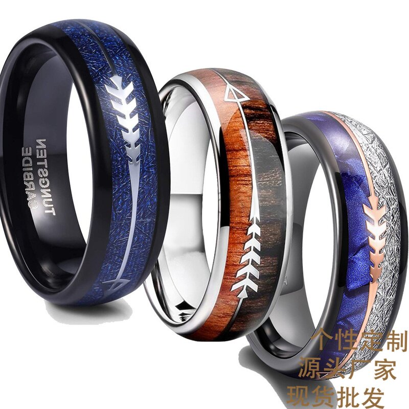 Men's Tungsten Ring Manufacturer - Factory Supply 6/8mm Dragon Pattern Inlaid Smooth Surface Wedding