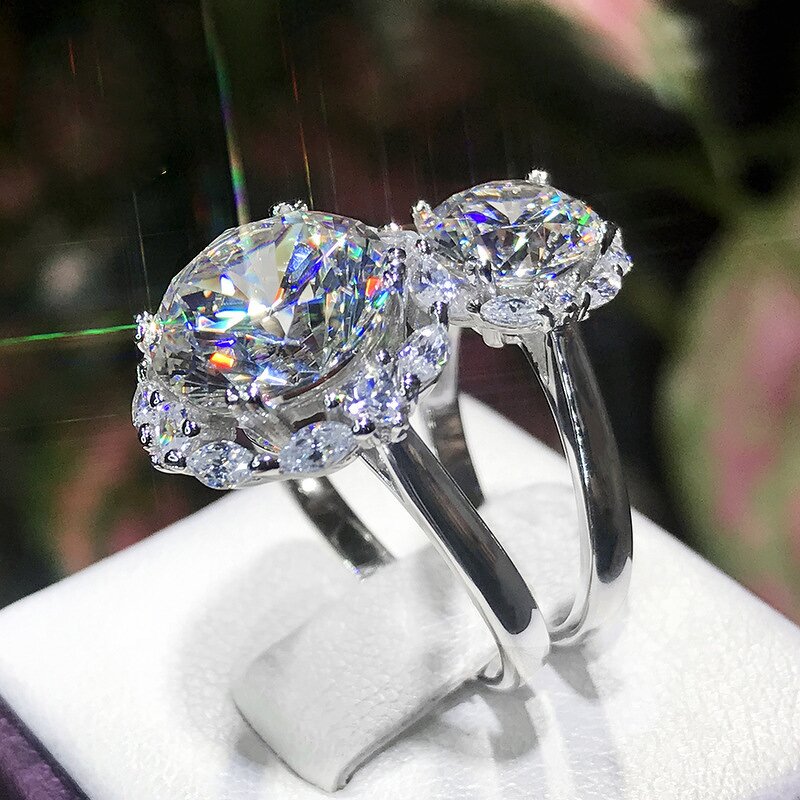 Zircon Ring Factory - Internet Hot Queen's Big 5 Karat Imitation High Carbon Diamond