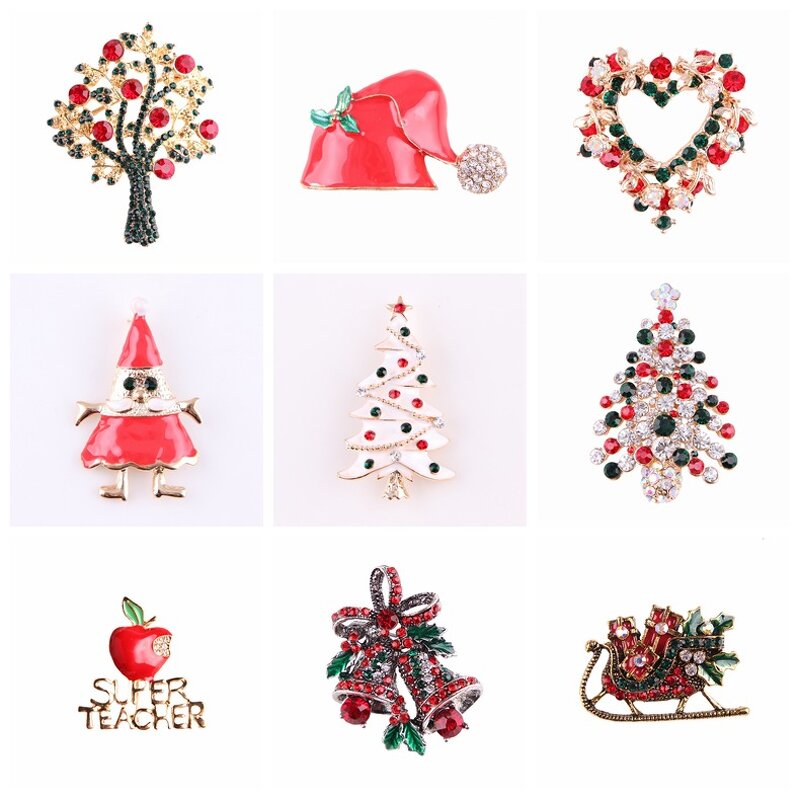 Children's Brooch Factory - European American Silver Plated Zinc Alloy Christmas Tree Shoes Elk
