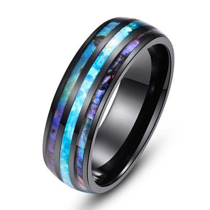 Turquoise Ring Manufacturer - Supply New Series Inlaid Turquoise Crumblings Width 4mm Black Women's