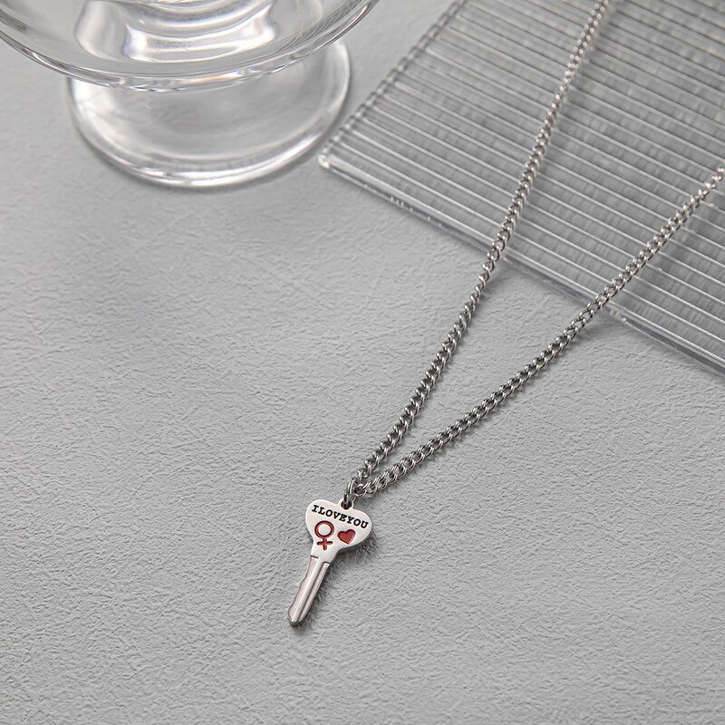 Couple Necklace Manufacturer - Korean Style Personality Stitching Kitten Hug Simple Stainless Steel