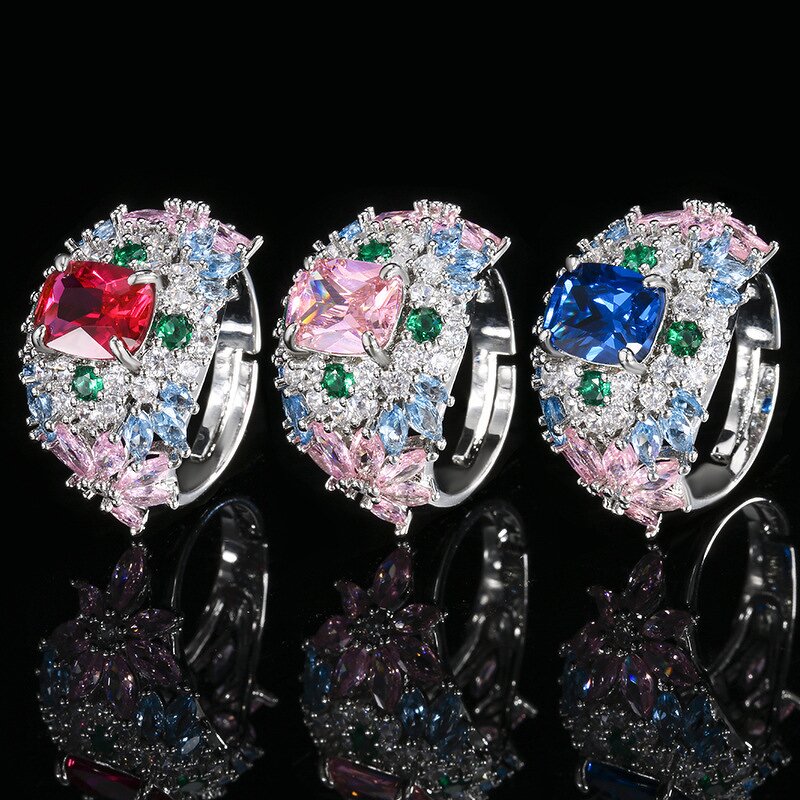 Ring Accessories Manufacturer - Colorful Gemstone Models High-End Versatile Light Luxury Women's