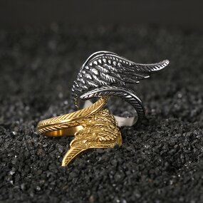 Guardian Wing Ring Manufacturer - Retro Smear Fashion Angel Wings Gold Stainless Steel
