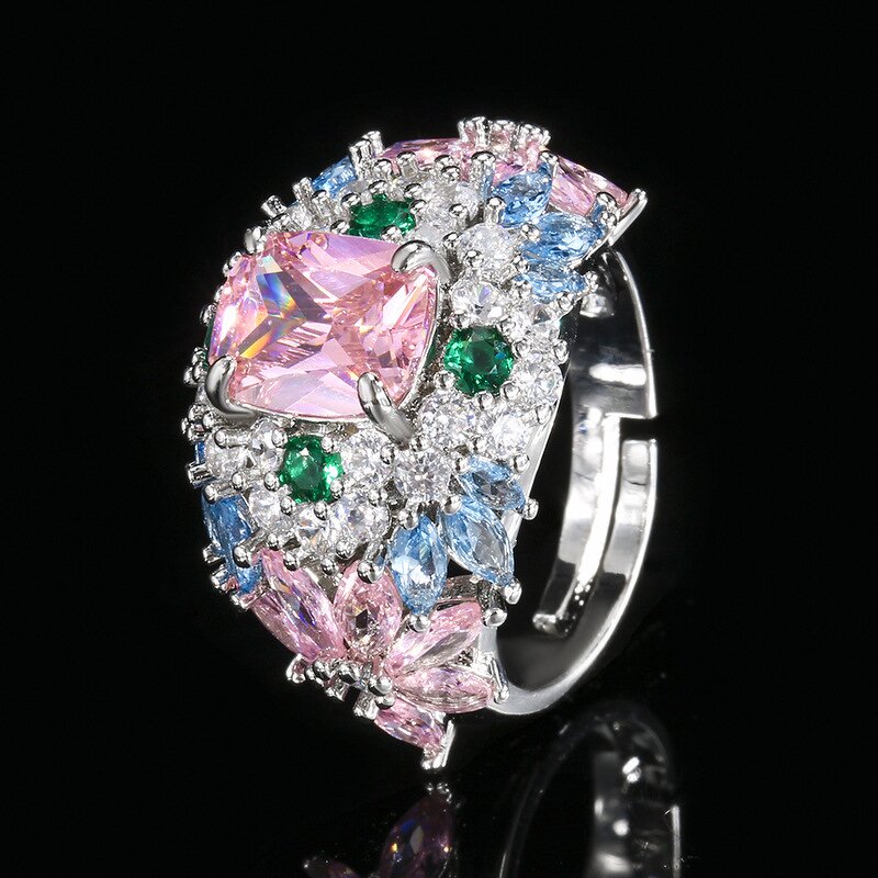 Ring Accessories Manufacturer - Colorful Gemstone Models High-End Versatile Light Luxury Women's