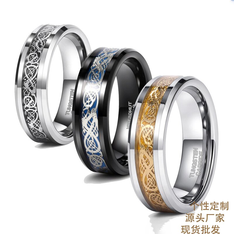 Wood Grain Tungsten Ring Manufacturer - Fashion Inlaid Wood Sticker Wide 6/8mm Unisex Couple