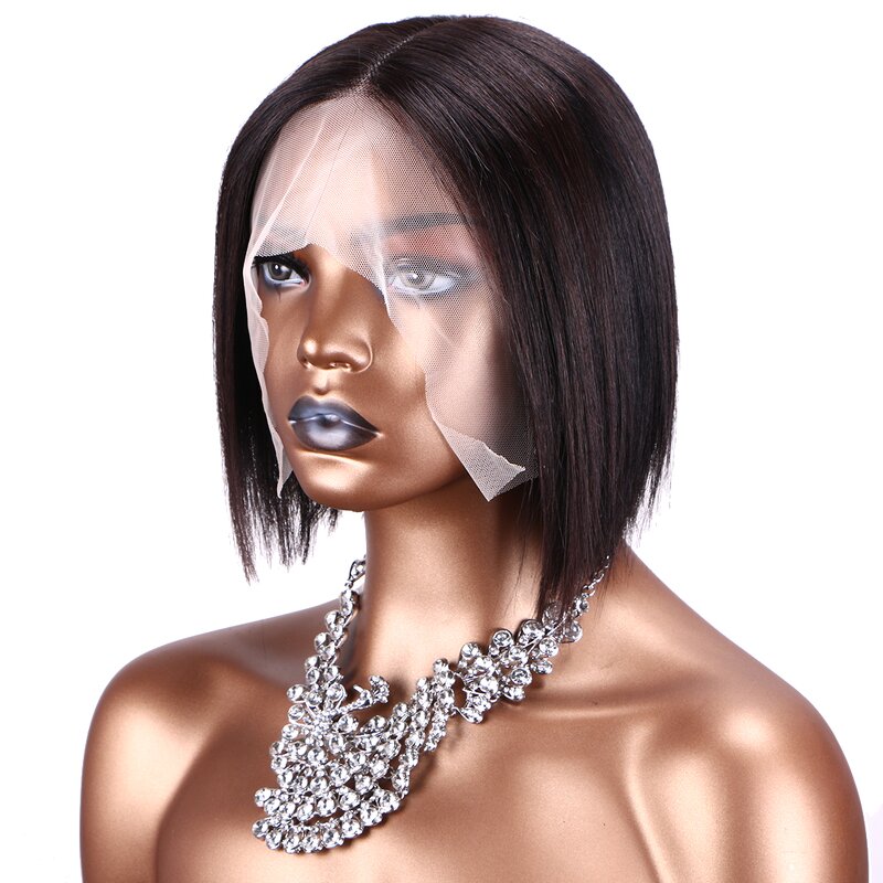 HD Lace Wig Factory - OEM/ODM Custom Middle Part Bob Human Hair Wig 8inch Brazilian Hair