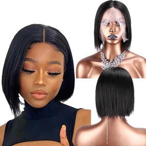 HD Lace Wig Factory - OEM/ODM Custom Middle Part Bob Human Hair Wig 8inch Brazilian Hair