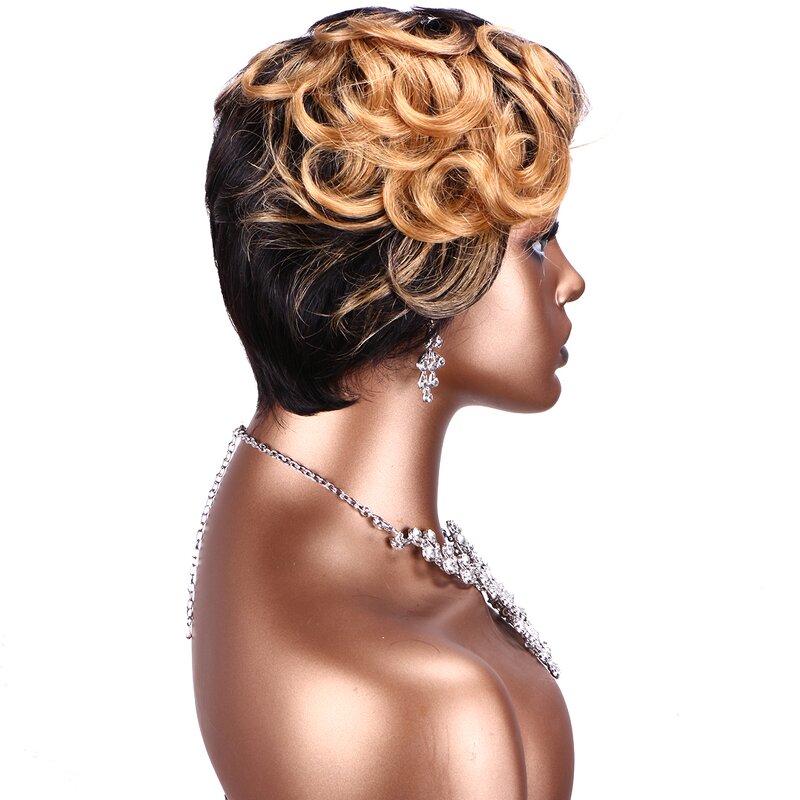 Short Wig Manufacturer - OEM/ODM Custom Wavy Ombre Color Loose Curl Short Wig