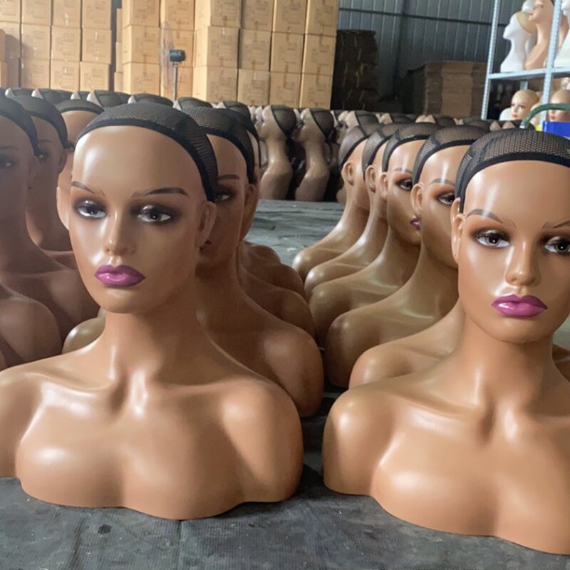 Lash Mannequin Manufacturer - OEM/ODM Custom Dark Skin Pretty Mannequin Head with 3D Layered Lashes