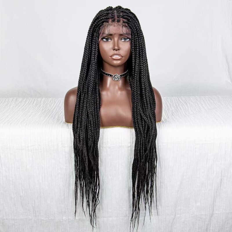 Box Braided Wigs Manufacturer - OEM/ODM Custom Synthetic Dark Brown Lace Front Wig Box Braided Wigs