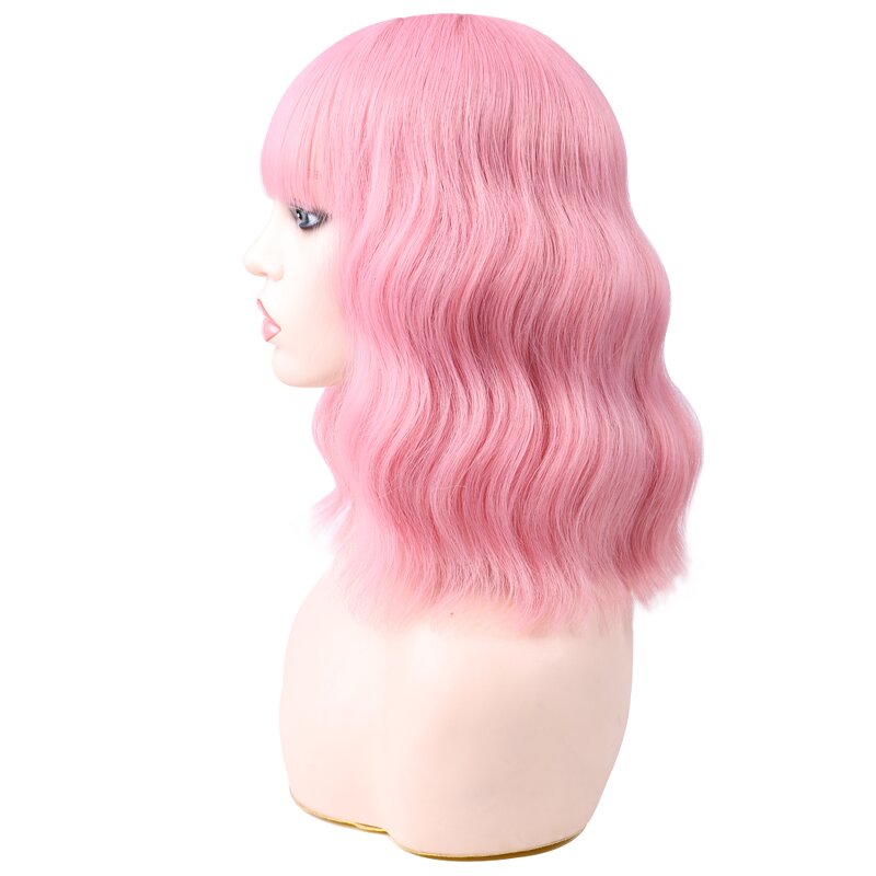 Orange Wig Manufacturer - OEM/ODM Custom Orange Wig with Bangs Short Wavy Curly for Women Shoulder Length