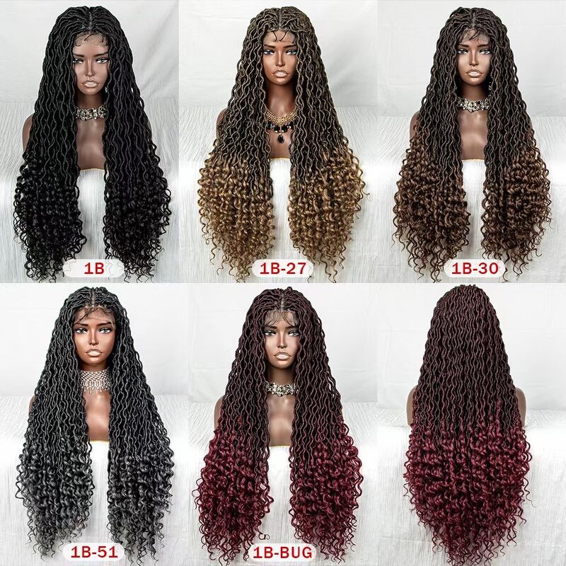 Lace Closure Wig Manufacturer - OEM/ODM Custom Synthetic Ombre Color Faux Locs Wig for Africa Women