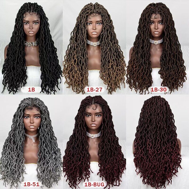 Lace Frontal Wig Factory - OEM/ODM Custom Wavy Faux Gypsy Locs Black Braided Wig