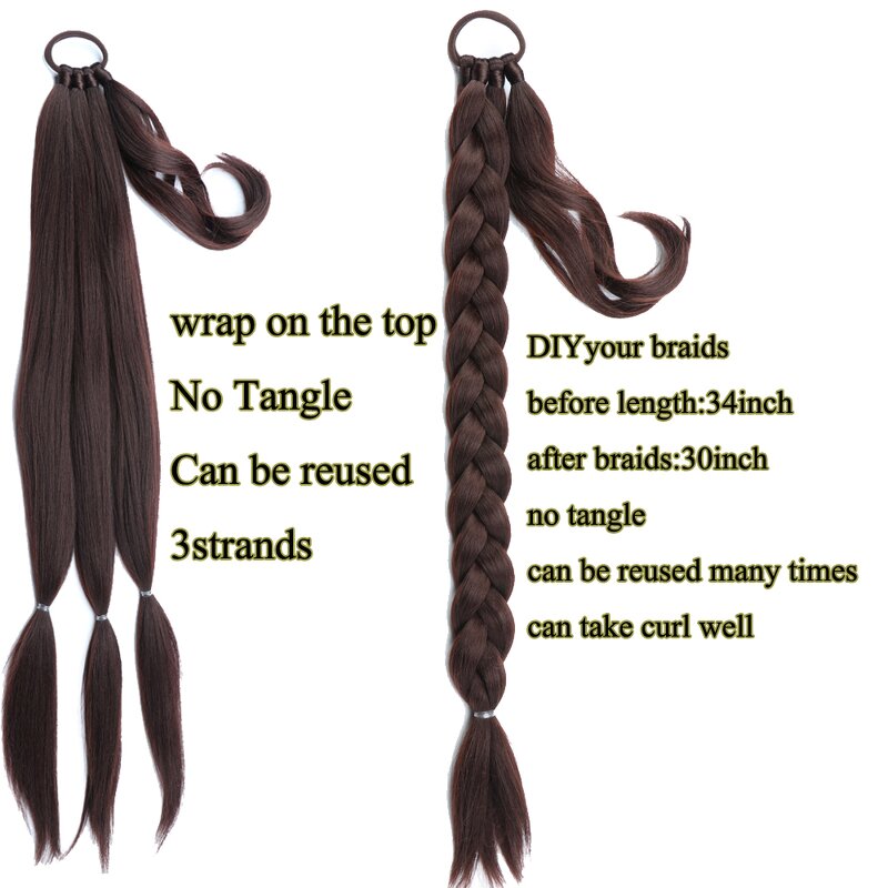 Ponytail Hair Extensions Manufacturer - OEM/ODM Custom Dark Brown Synthetic Yaki Straight Ponytail