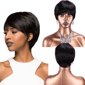 Human Hair Wig Factory - OEM/ODM Custom Straight Bob Pixie Cut Wig with Baby Hair
