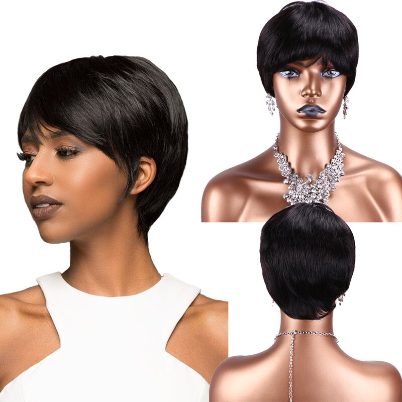 Human Hair Wig Factory - OEM/ODM Custom Straight Bob Pixie Cut Wig with Baby Hair