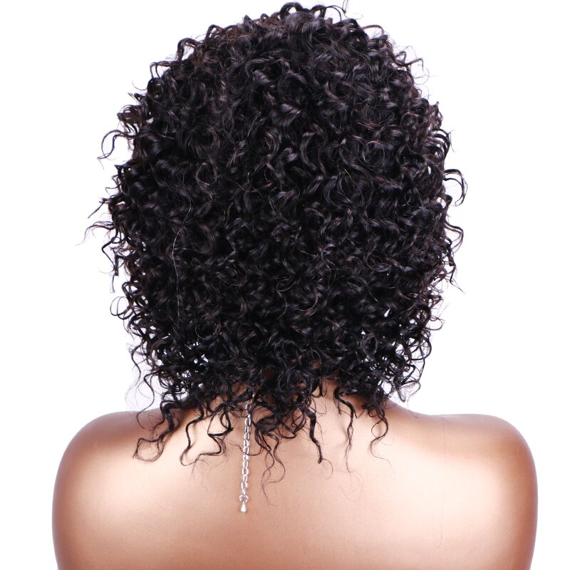 Human Hair Wig Factory - OEM/ODM Custom Kinky Curly Short Brazilian Hair Wig Dark Brown
