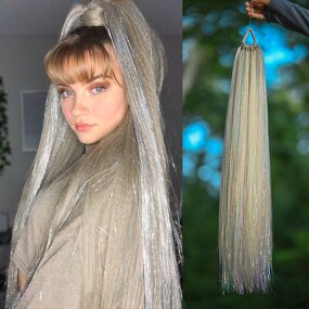 Synthetic Hair Braids Factory - OEM/ODM Custom Yaki Straight Synthetic Braids with Glitter Tinsels