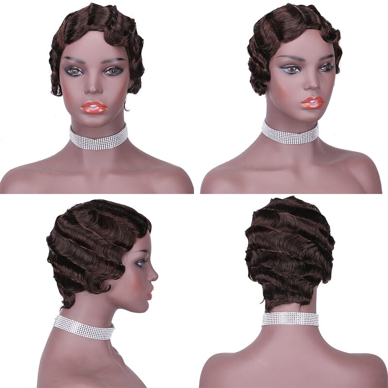 Pixie Cut Wig Manufacturer - OEM/ODM Custom Short Wavy Brazilian Hair Wig with Bangs