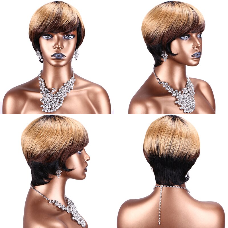 Brazilian Human Hair Wig Factory - OEM/ODM Custom Ombre Color Golden Straight Brazilian Human Hair Wig