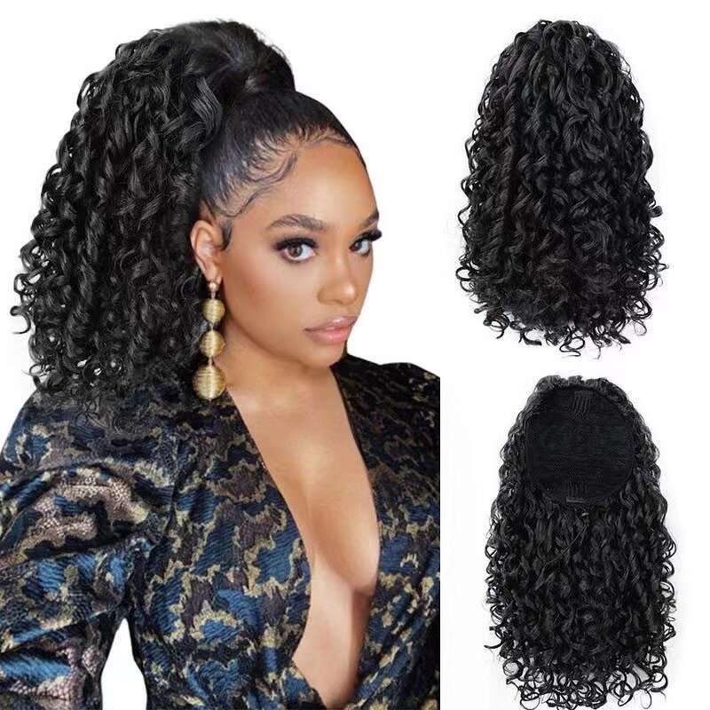 Synthetic Ponytail Hair Factory - OEM/ODM Custom Synthetic Kinky Ponytail Hair Extensions Big Size Long Curly
