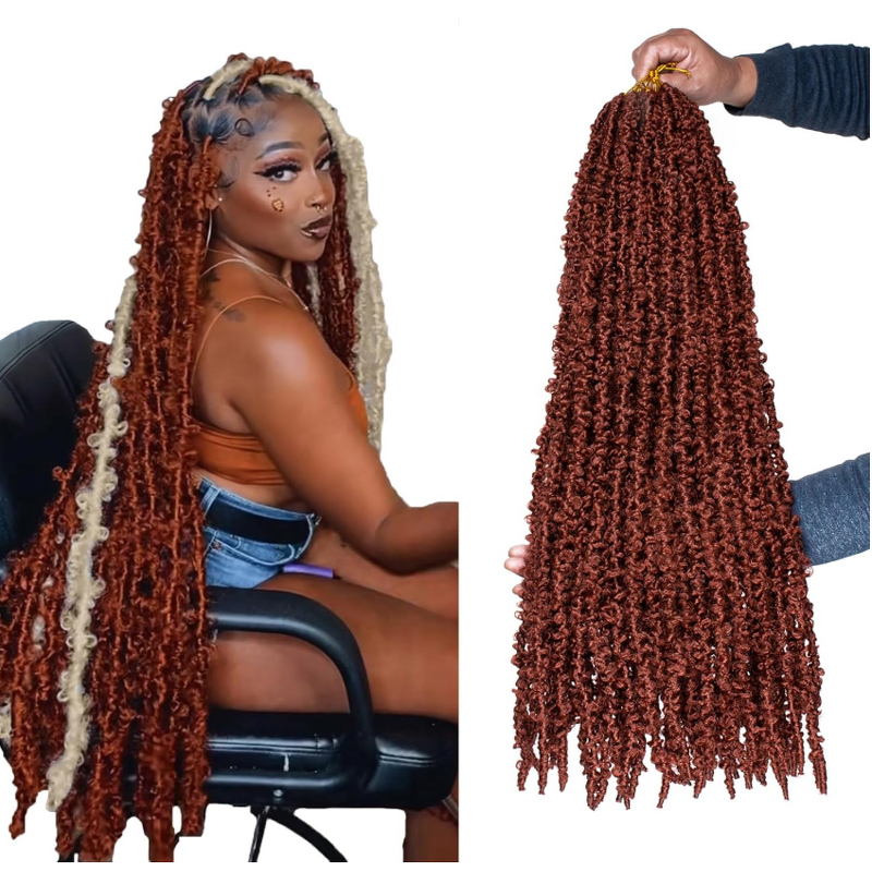 Butterfly Locs Crochet Braids Factory - OEM/ODM Custom Copper Red 24Inch Butterfly Locs Crochet Hair Pre-looped