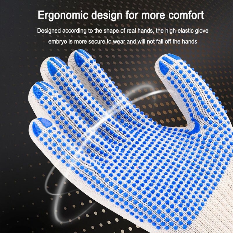 Cotton Yarn Gloves Manufacturer - OEM/ODM Custom Work Gloves Cotton Yarn PVC Dot Thick Wear-resistant Non-slip