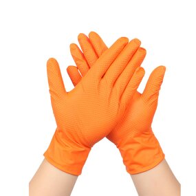 Nitrile Gloves Manufacturer - OEM/ODM Custom Orange Diamond Pattern Food Grade Nitrile Gloves Powder Free
