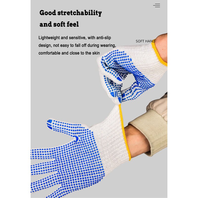 PVC Dotted Gloves Manufacturer - OEM/ODM Custom Cotton Glove Shell PVC Dotted Cotton Knitted Safety Work Glove