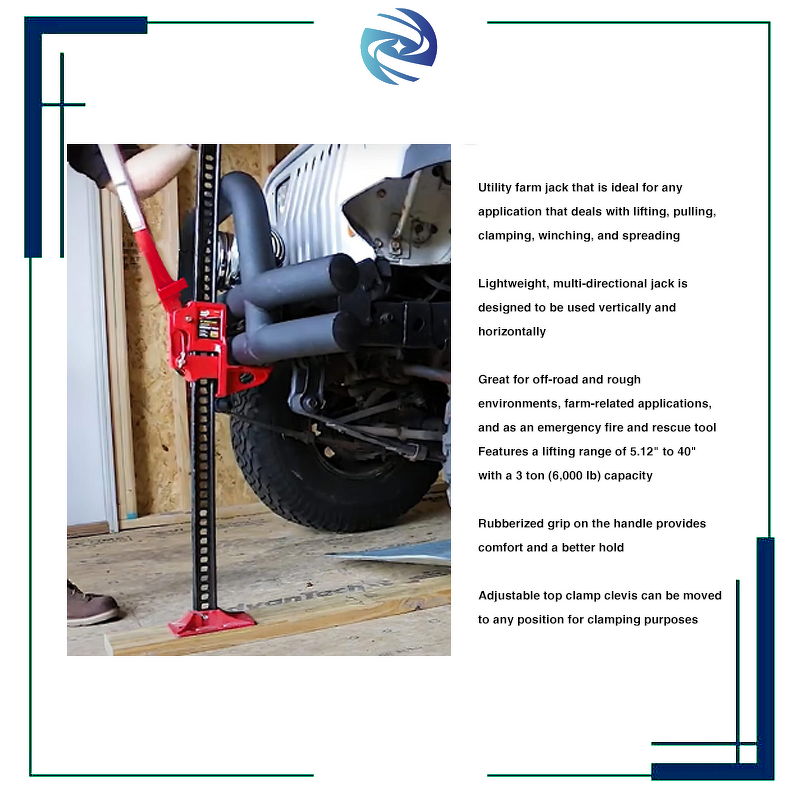 Farm Jack Factory - 48" High Lift Ratcheting 6000lbs/3Ton Capacity Red Farm Utility Off-road