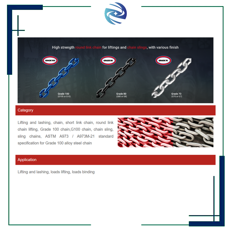 G80 Lifting Chain Factory - High Quality Alloy Steel 20MN2 Various Surface Treatments for Industrial