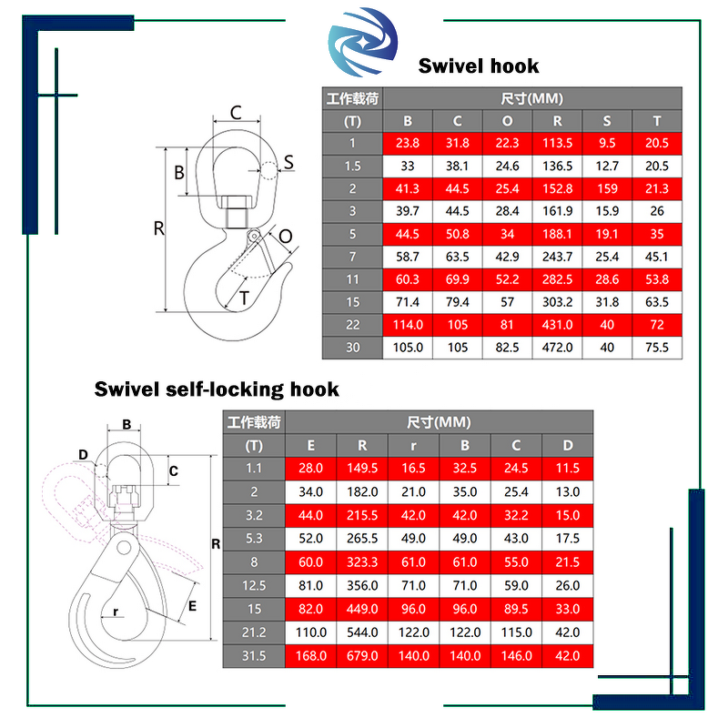 G80 Lifting Hook Factory - Winch Accessories Self Locking Heavy Duty Hoist Hook for Chains