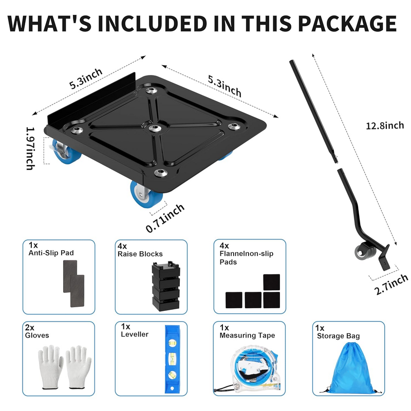 Furniture Dolly Factory - OEM Four-Wheel Steel Platform Light Tool Lifter Set Blue Square Wheel 9 Pcs