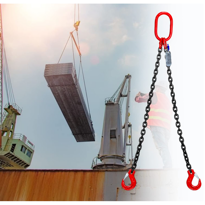 Chain Sling Manufacturer - 3 Ton 5/16 X 5FT 6600LBS WLL Double Leg with Self-Locking Hook G80