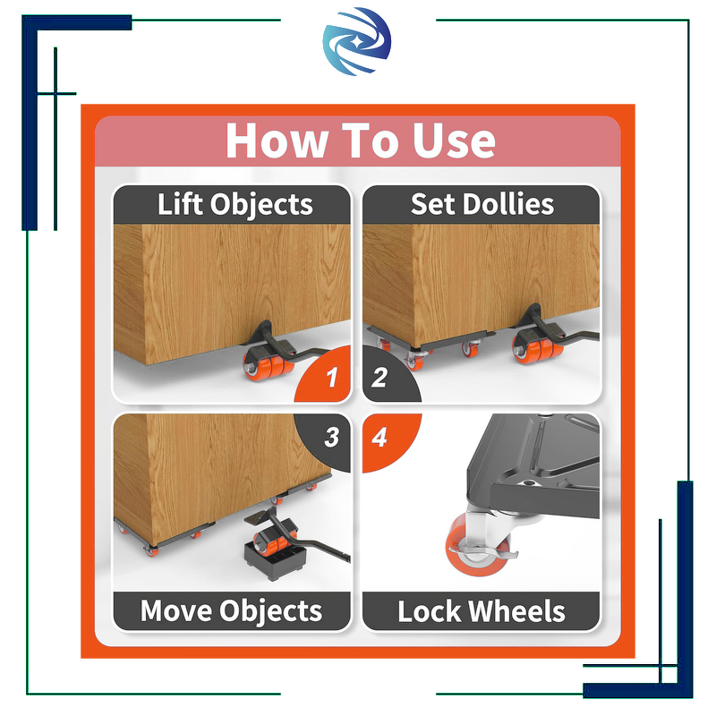Furniture Mover Dolly Manufacturer - Customizable 9-Piece Steel Square Reinforcement Wheel OEM Supported