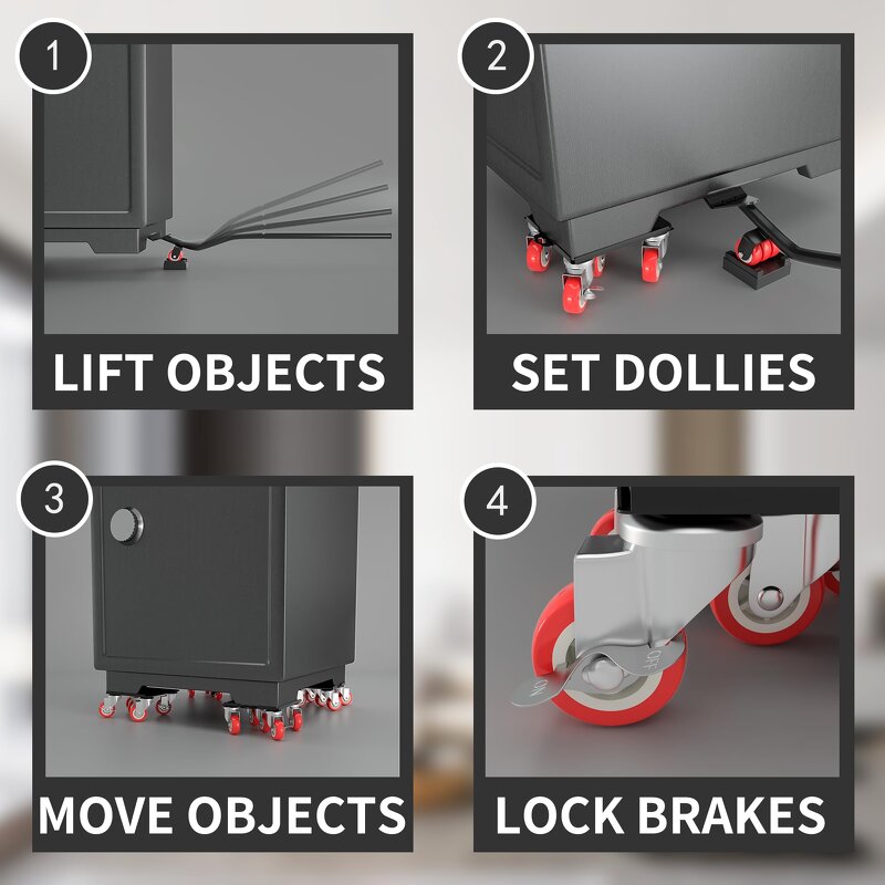 Moving Dolly Manufacturer - Custom Wheel Square Reinforcement Caster and Lifter Set 5 Pcs Furniture