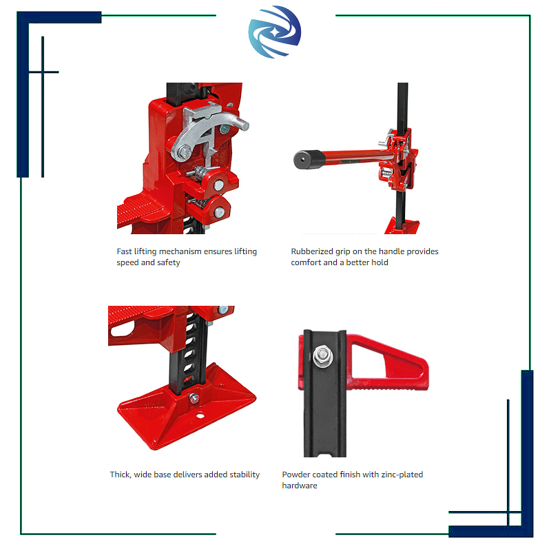 Farm Jack Factory - 48" High Lift Ratcheting 6000lbs/3Ton Capacity Red Farm Utility Off-road