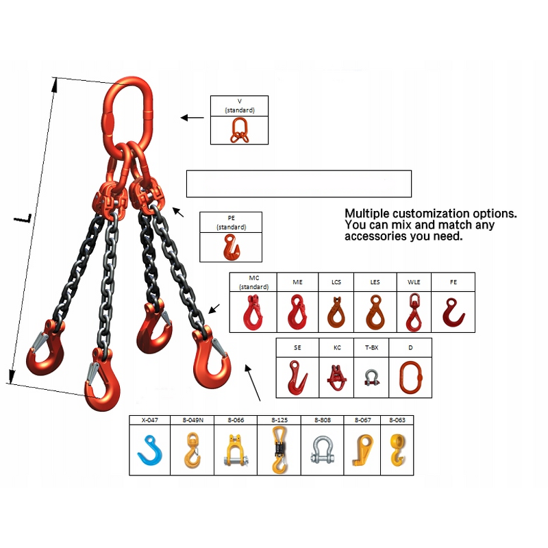 G80 Combined Rigging Manufacturer - Alloy Steel Chain Matched with Various Lifting Rigging Polished