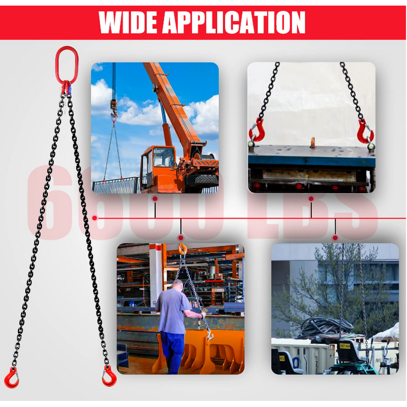 Chain Sling Manufacturer - 3 Ton 5/16 X 5FT 6600LBS WLL Double Leg with Self-Locking Hook G80