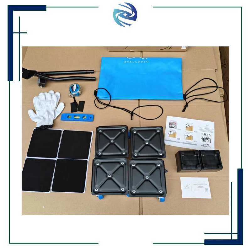Furniture Dolly Factory - OEM Four-Wheel Steel Platform Light Tool Lifter Set Blue Square Wheel 9 Pcs