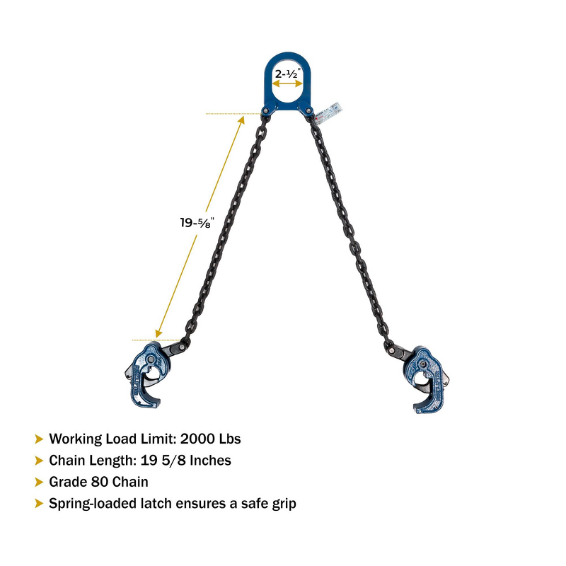 Drum Chain Lifter Manufacturer - Manual Hydraulic 2000 Lbs WLL Vertical Carbon Steel Hook Clamping