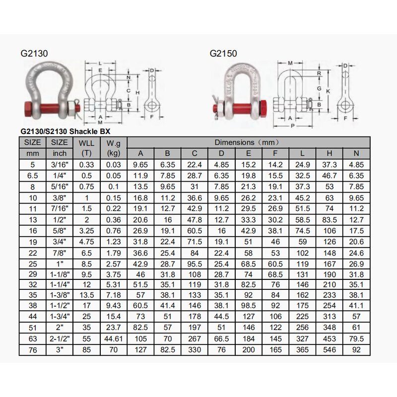 Shackle with Split Pin Factory - 3/16'' Safety Bolt Lifting Hardware G2150 Dee Hot Dip Galvanized