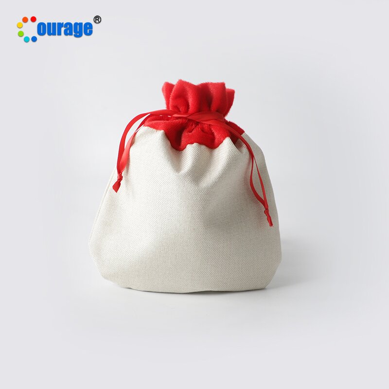 Christmas Gift Bag Manufacturer - OEM/ODM Custom Linen Sublimation Drawstring Gift Bag Blank